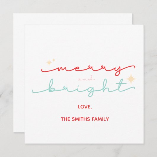 Invitation Noël Joyeux et rouge rose vif (Devant / Derrière)