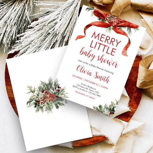 Invitation Noël Joyeux petit Baby shower