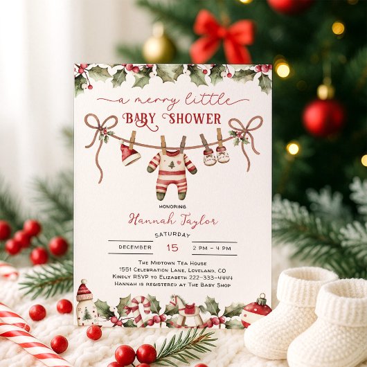 Invitation Noël Joyeux petit Baby shower