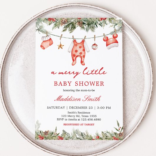 Invitation Noël Joyeux petit Baby shower