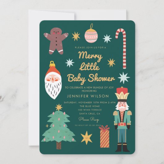Invitation Noël Joyeux Petit Baby shower (Devant)