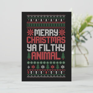 Invitation Noël Joyeux Xmas Espèce de Sale Animal Mème Moche