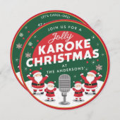 Invitation Noël Karaoke Party chanter Père Noël Vinyl Record (Devant / Derrière)