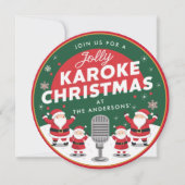 Invitation Noël Karaoke Party chanter Père Noël Vinyl Record (Devant)