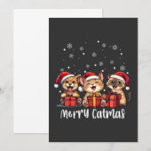 Invitation Noël Kitty Chats Joyeux Catmas (Devant / Derrière)
