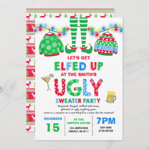 Invitation Noël laid Elfed d'invitation de partie de chandail