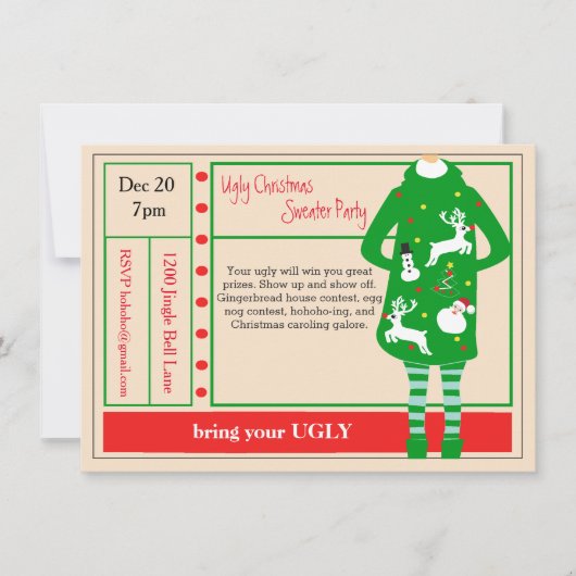 Invitation Noël le plus horrible jamais Sweater Party Invitat (Devant)