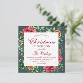 Invitation Noël Luncheon aquarelle vacances Floral (Debout devant)