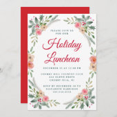 Invitation Noël Luncheon Hiver Floral Aquarelle (Devant / Derrière)