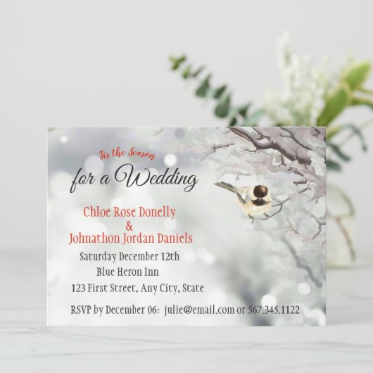 Invitation Noël Mariage hiver Frosty Trees Nature (Debout devant)