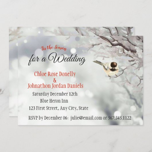 Invitation Noël Mariage hiver Frosty Trees Nature (Devant / Derrière)