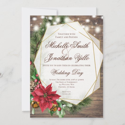 Invitation Noël Mariage rustique (Devant)