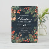 Invitation Noël Marine Bleu et Pins (Debout devant)