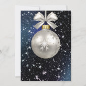 Invitation Noël Marine Bleu Ornement Blanc Étoiles brillantes (Dos)