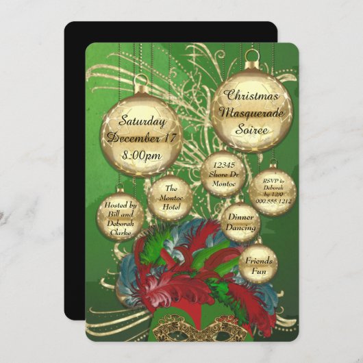 Invitation Noël Masquerade Soiree (Devant / Derrière)