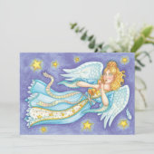 Invitation Noël mignon, Angel Musicien Jouant Sa Corne (Debout devant)