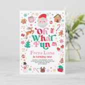 Invitation Noël mignon Anniversaire Oh Quel Amusant Anniversa (Debout devant)