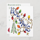 Invitation Noël mignon, lumières et étoiles avec texte de vac (Devant / Derrière)