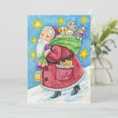 Invitation Noël mignon, Père Noël avec chatons et chats ! (Debout devant)