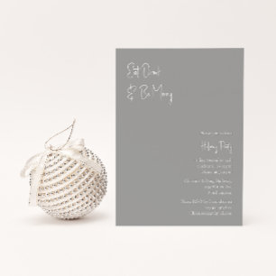 Invitation Noël moderne Argent Mange Boire Et Soyez Joyeux