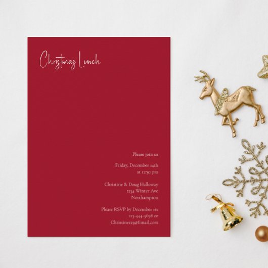 Invitation Noël moderne | Déjeuner rouge
