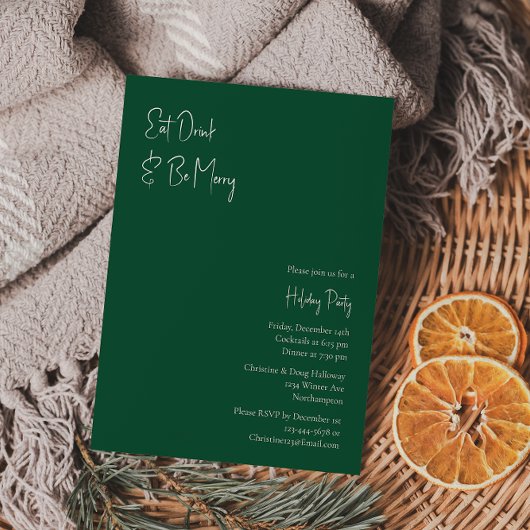 Invitation Noël moderne | Green Mangez Boire Et Soyez Joyeux