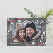 Invitation Noël Moderne Rose Lumières Une photo (Debout devant)