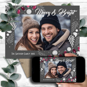 Invitation Noël Moderne Rose Lumières Une photo