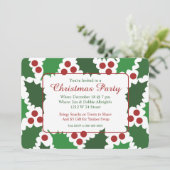 Invitation Noël Moderne Vert & Rouge Jolly Holly (Debout devant)