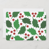 Invitation Noël Moderne Vert & Rouge Jolly Holly (Dos)