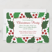 Invitation Noël Moderne Vert & Rouge Jolly Holly (Devant)