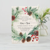 Invitation Noël Musique Vintage Rouge Berry Mariage Wreath (Debout devant)