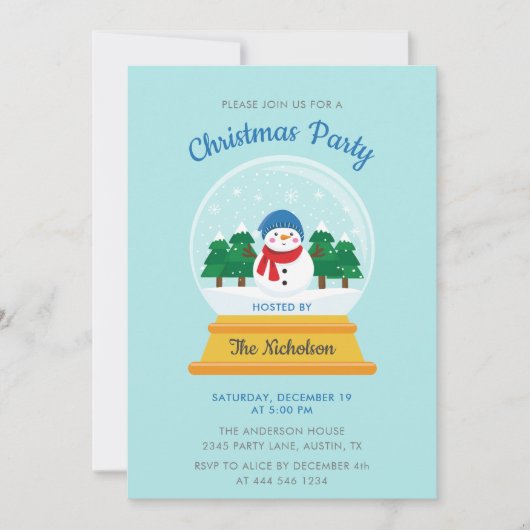 INVITATION NOËL NEIGE GLOBE (Devant)