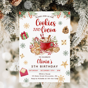 Invitation Noël neige hiver Cookies et cacao Anniversaire