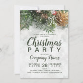 Invitation Noël neige pays entreprise pin vert or (Devant)