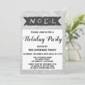 Invitation Noel Noël Fête Gray Silver Parties scintillant (Debout devant)