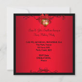 Invitation Noël Noël Noël Fête Rouge Ballons blancs (Dos)