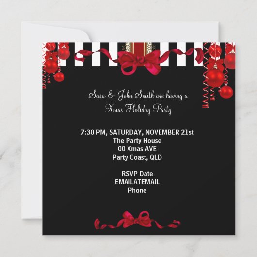 Invitation Noël Noël Noël Noël Fête Rouge Blanc (Dos)