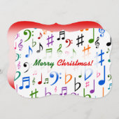 Invitation Noël ; Nombreux notes et symboles de musique color (Devant / Derrière)