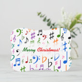 Invitation Noël ; Nombreux notes et symboles de musique color (Debout devant)