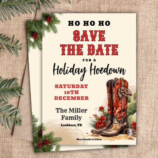 Invitation Noël Occidental, Holiday Hodown, Cowboy Party