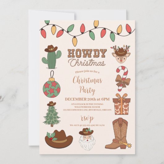 Invitation Noël occidental rustique (Devant)