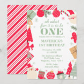 Invitation Noël Oh Quel Amusant Premier Anniversaire (Devant / Derrière)