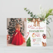 Invitation Noël Oh What Fun First Birday Photo (Debout devant)