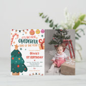 Invitation Noël Onederday Party Photo (Debout devant)