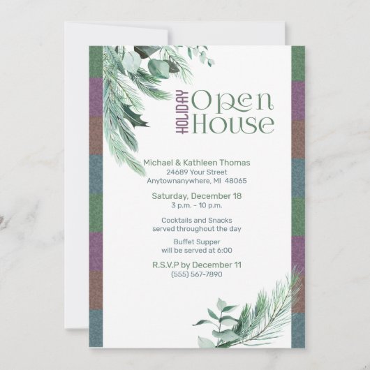 Invitation Noël Open House Aquarelle Folio Moderne (Devant)