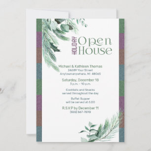 Invitation Noël Open House Aquarelle Folio Moderne