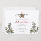 Invitation Noël Open House Red Berries Vert (Devant)