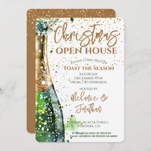Invitation Noël Open House Toast La Fête de la saison (Devant / Derrière)