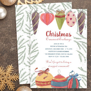 Invitation Noël Orament d'échange Baubles Vintages